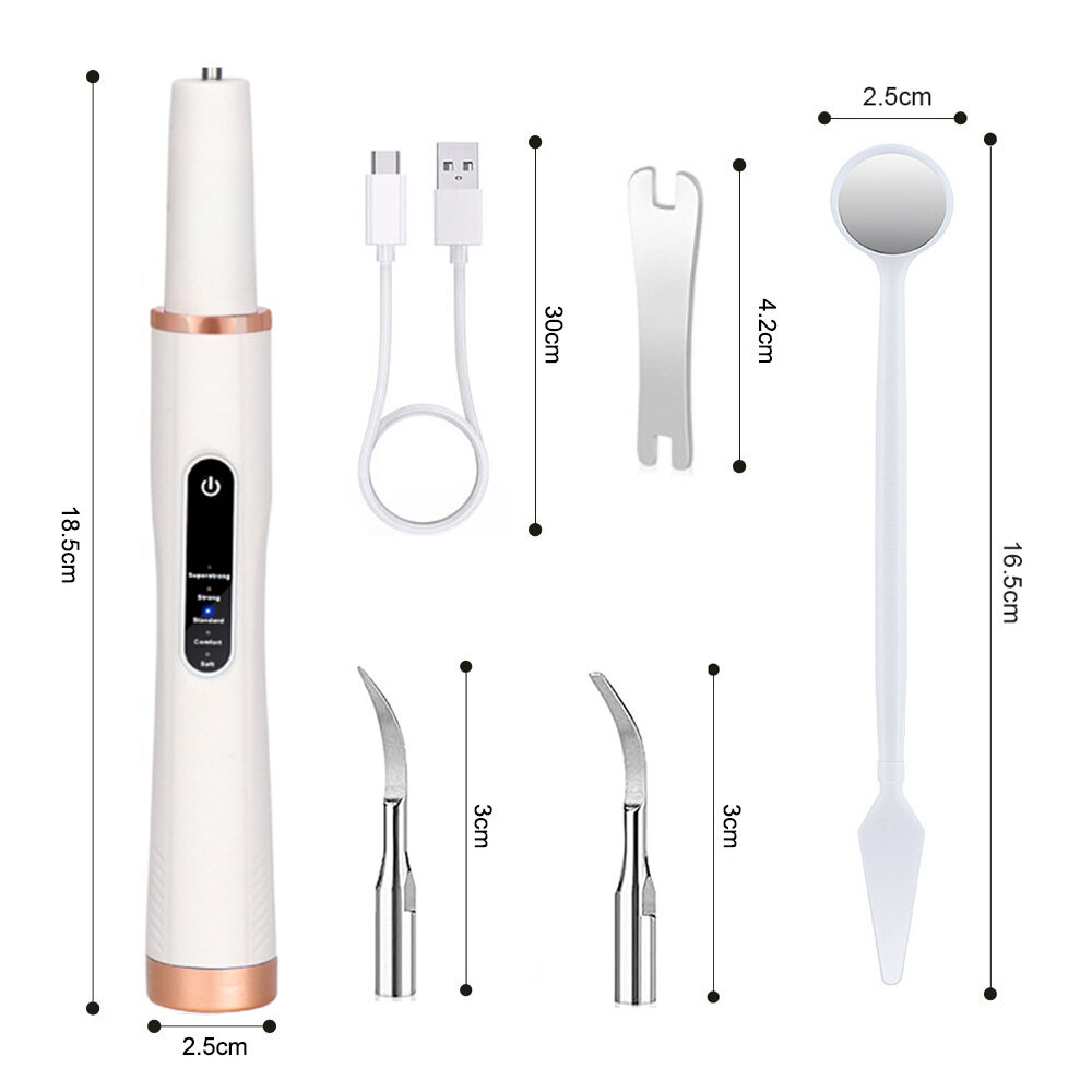 Ultrasonic Electric Dental Tooth Cleaner Cleaning Oral Irrigator Kit for Teeth Stains Plaque/Teeth Whitening/Teeth Cavity