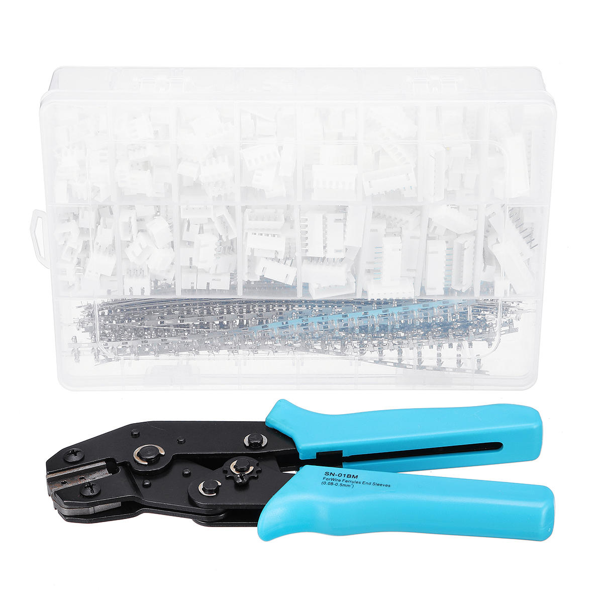 Excellway® 900pcs JST-XH 2.54mm Wire Connector Terminal Kit Crimping Tool Crimper Plier Set