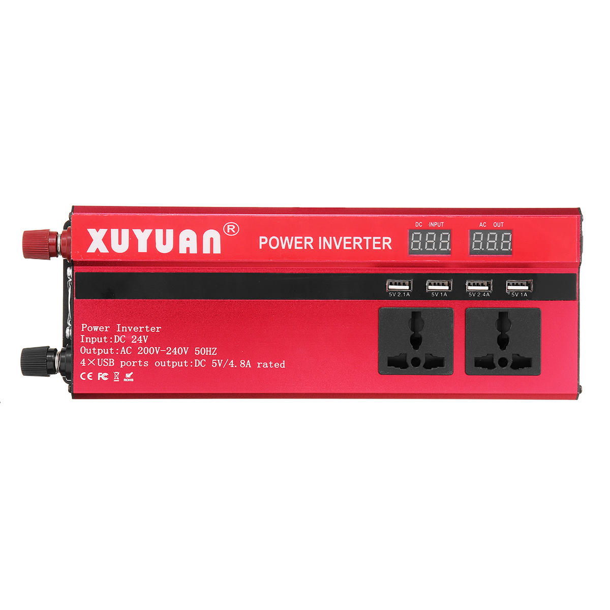 5000W 12V/24V DC to 110V/220V AC Solar Power Inverter LED Modified Sine Wave Converter Red