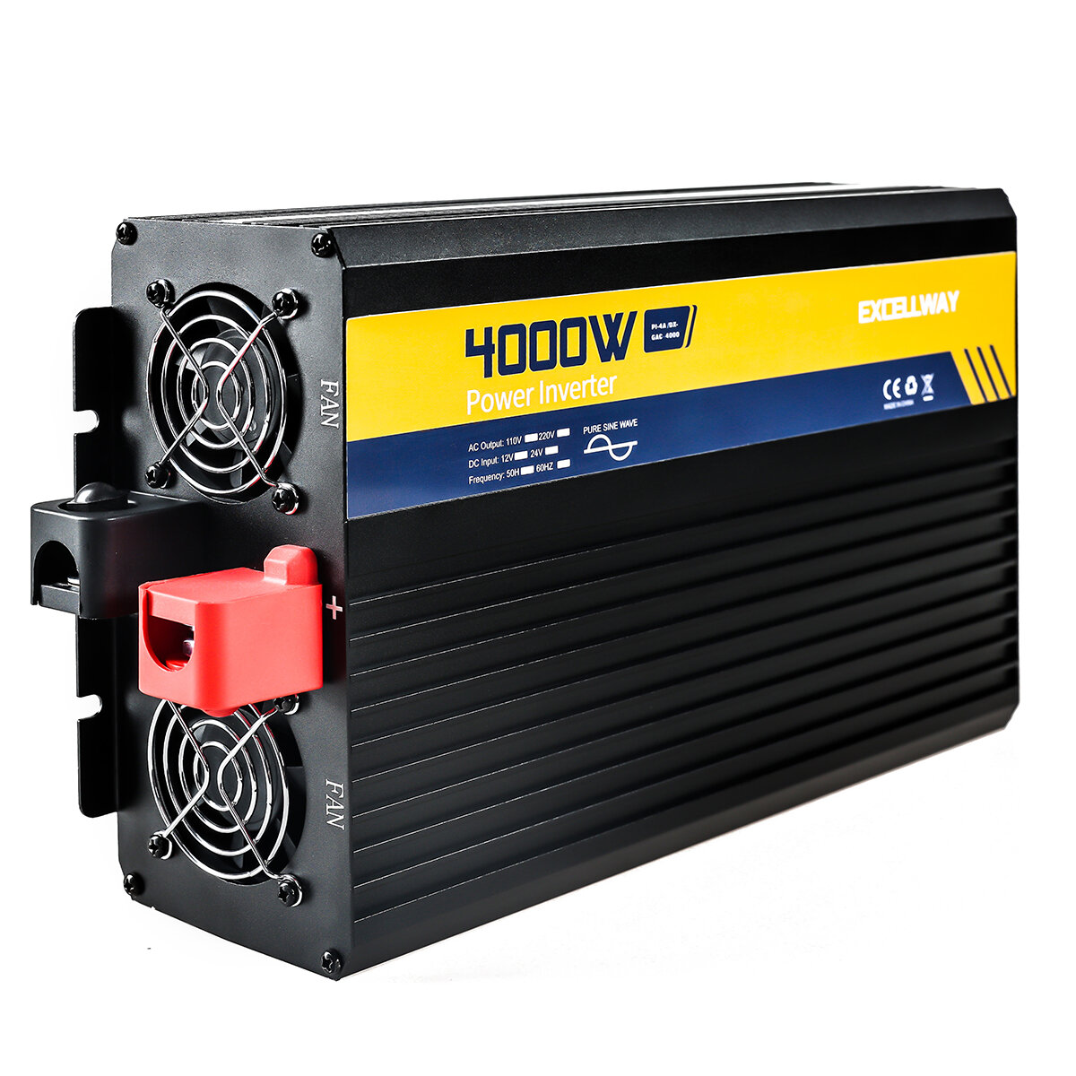 Excellway 2200-7000W Pure Sine Wave Inverter 220V 50HZ EU Standard 12V/24V LED Display Power Inverter