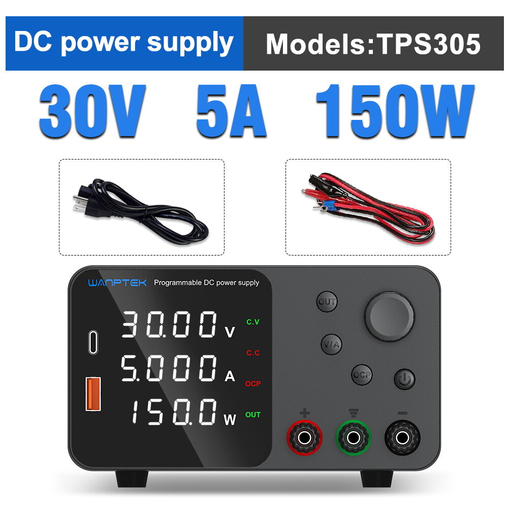 WANPTEK Lab Bench Power Supply 300W Laboratory Switching Power Supply Unit 30V 10A Adjustable Digital Source 60V 5A Voltage Stab