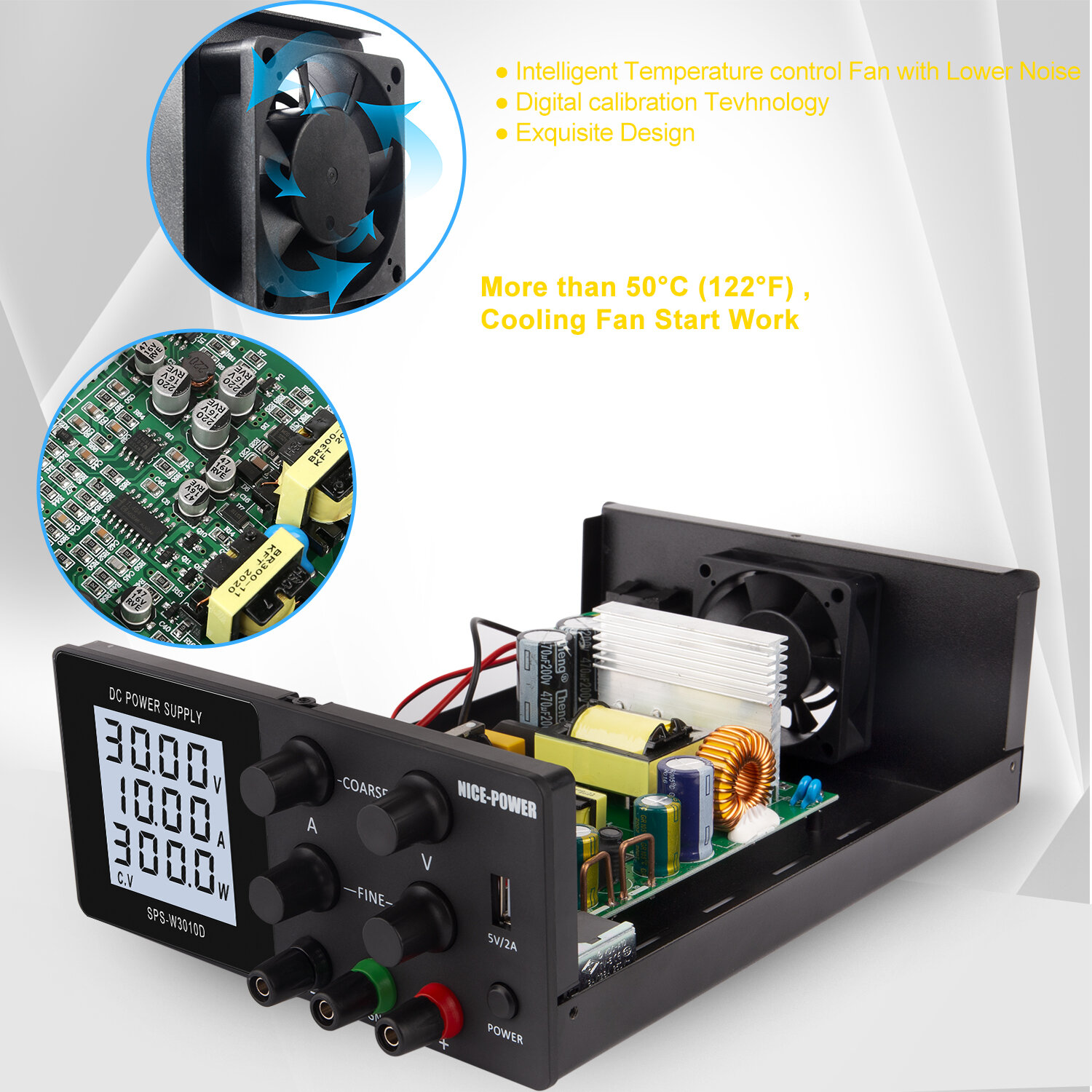 NICE-POWER SPS-W-D Series DC Power Supply Precision Adjustable Voltage Current 0-120V 0-5A Horizontal LCD Display Encoder Tuning