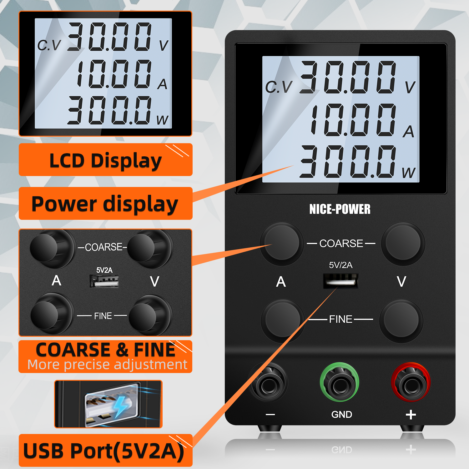 NICE-POWER SPS-D High Precision Bench Power Supply Unit Adjustable Output Voltage 0-30V 0-60V 0-120V Output Current 0-3A 0-5A 0-