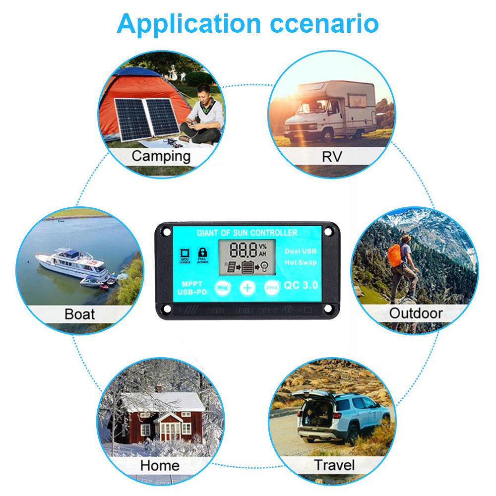 Solar Controller Mppt Precise Monitoring Controller With Function LCD Screen Multiple Protection Solar Charge Controller