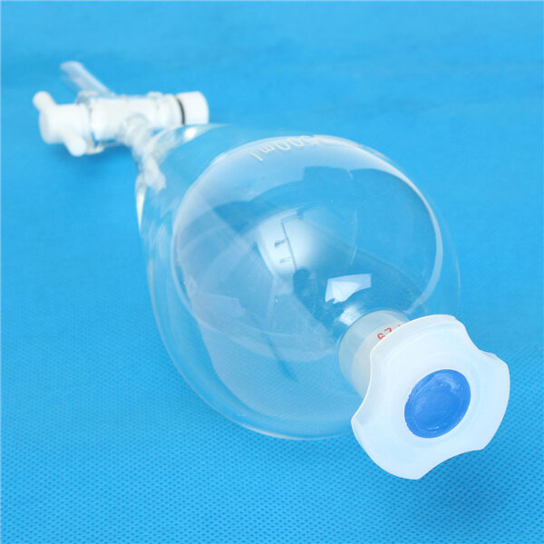 500mL 24/29 Joint Lab Glass Pear Shape Separatory Funnel with PTFE Stopcock COD