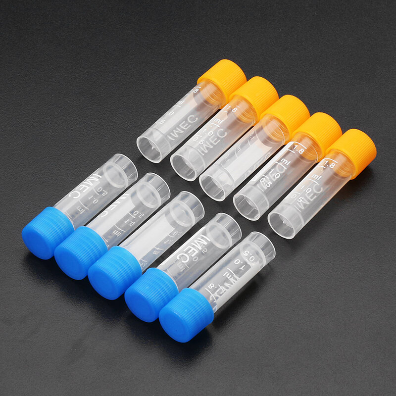 10pcs 1.8ml Plastic Graduated Vial 0.063oz Cryovial Tube Sample COD