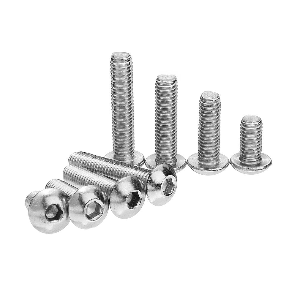 Suleve M5SH6 50Pcs M5 Stainless Steel Hex Socket Button Head Screw Bolt 8-30mm Optional Length