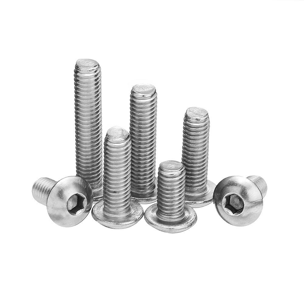 Suleve M5SH6 50Pcs M5 Stainless Steel Hex Socket Button Head Screw Bolt 8-30mm Optional Length