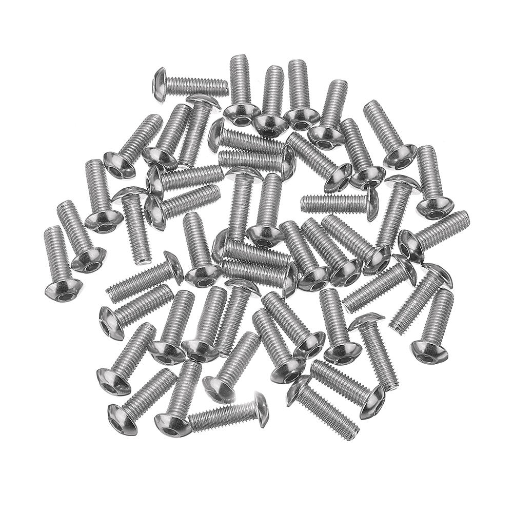 Suleve M5SH6 50Pcs M5 Stainless Steel Hex Socket Button Head Screw Bolt 8-30mm Optional Length