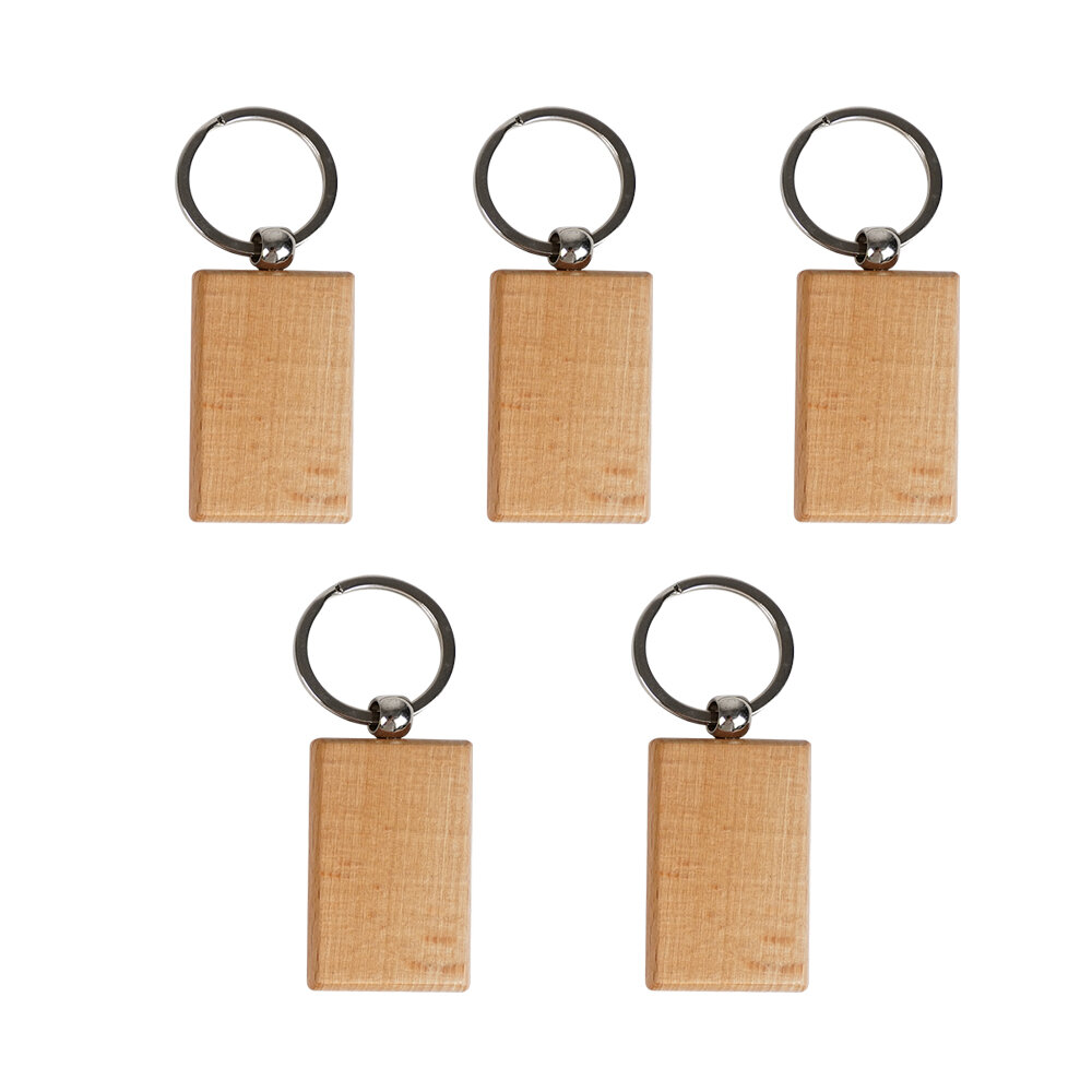 TWOTREES® 5Pcs Blank Wooden Keychain Diy Wooden Keychain Key Tag Anti-Lost Wood Accessories for Laser Engraving