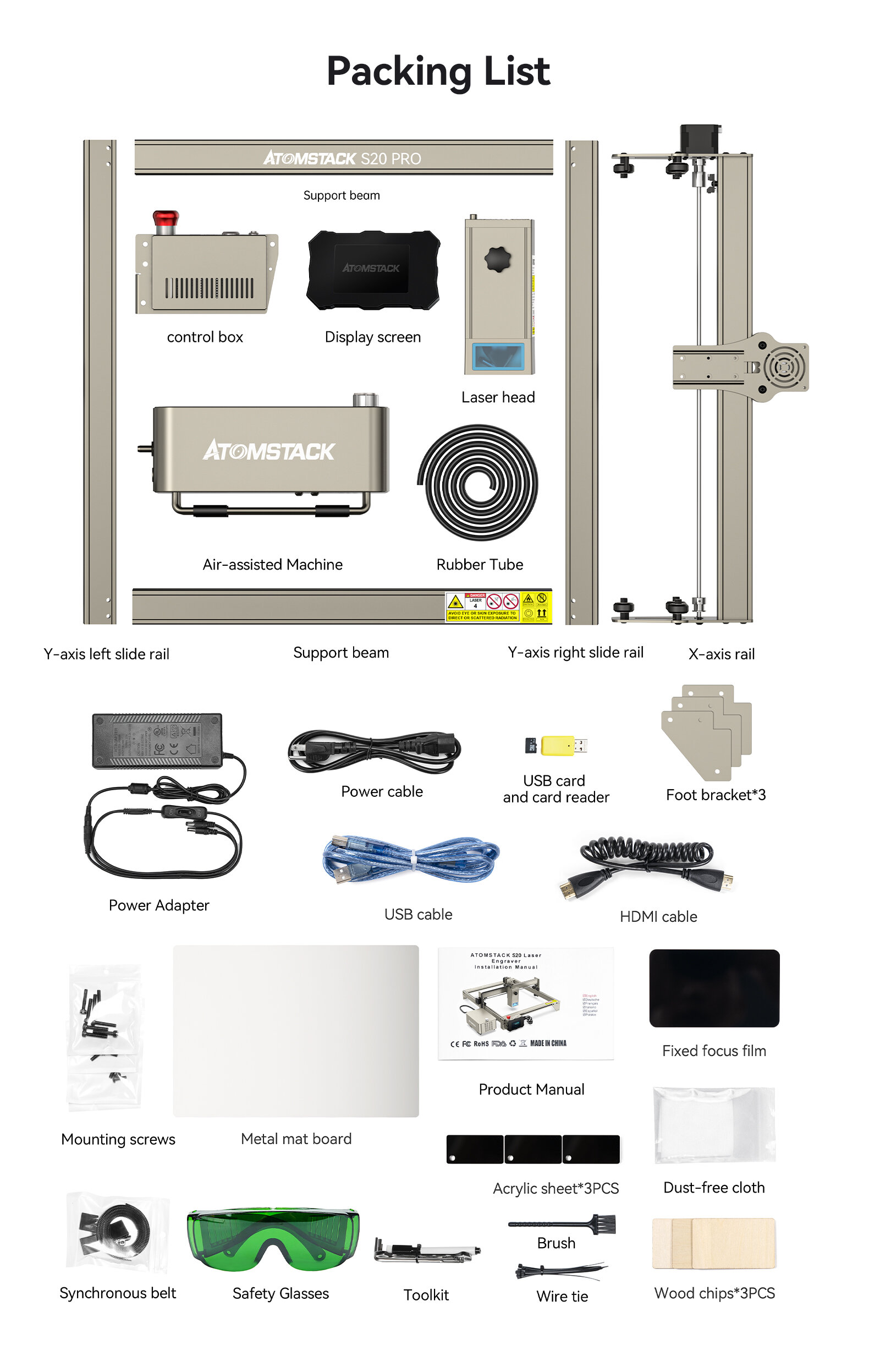 ATOMSTACK 20W Laser Engraving Machine S20Pro Laser Engraver 20W Effect High Precision Laser Laser Engraving Cutting Machine With