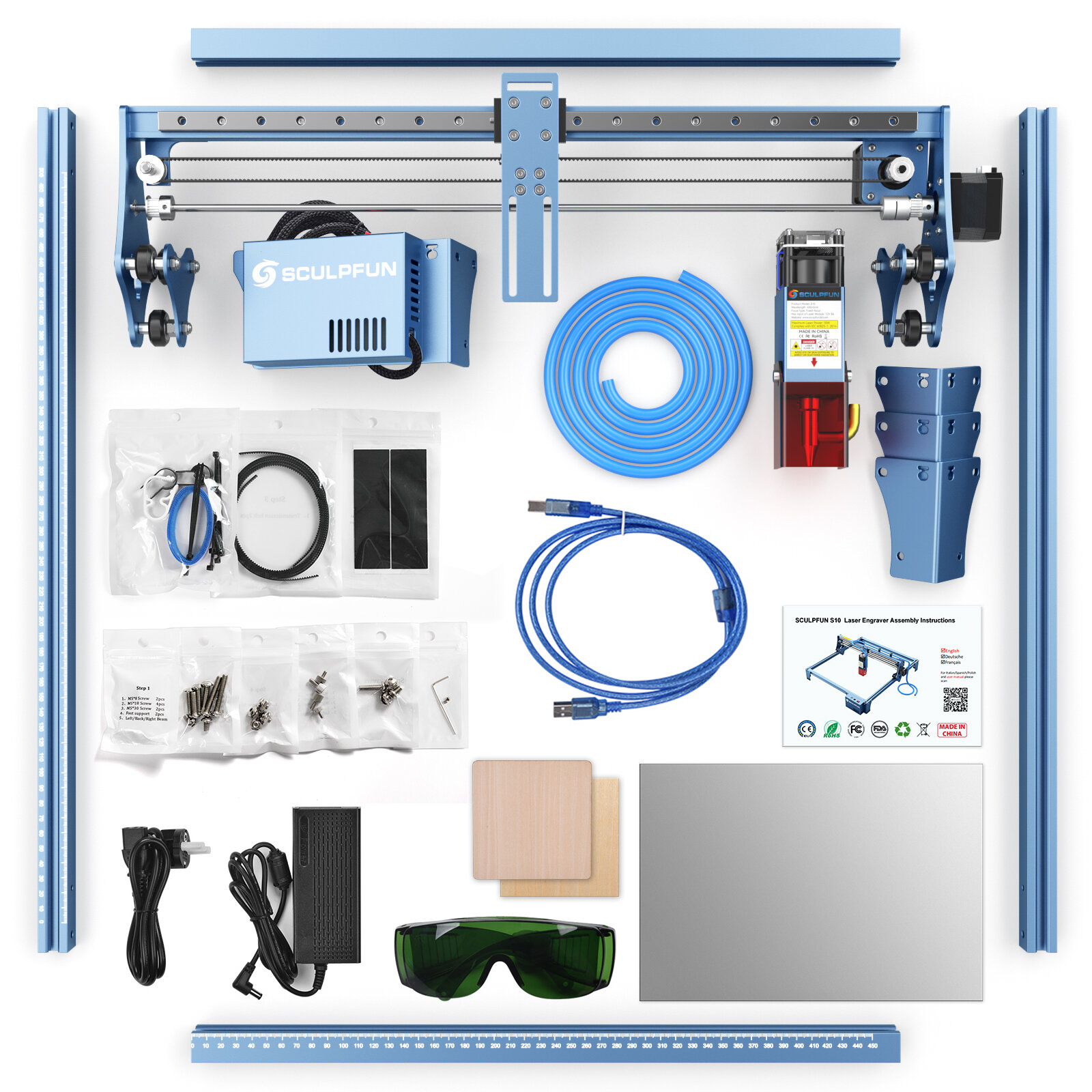 SCULPFUN S10 10W Laser Engraving Machine Laser Engraver Cutter 0.08mm High Precision Air Assist 32Bit Motherboard Upgraded Linea