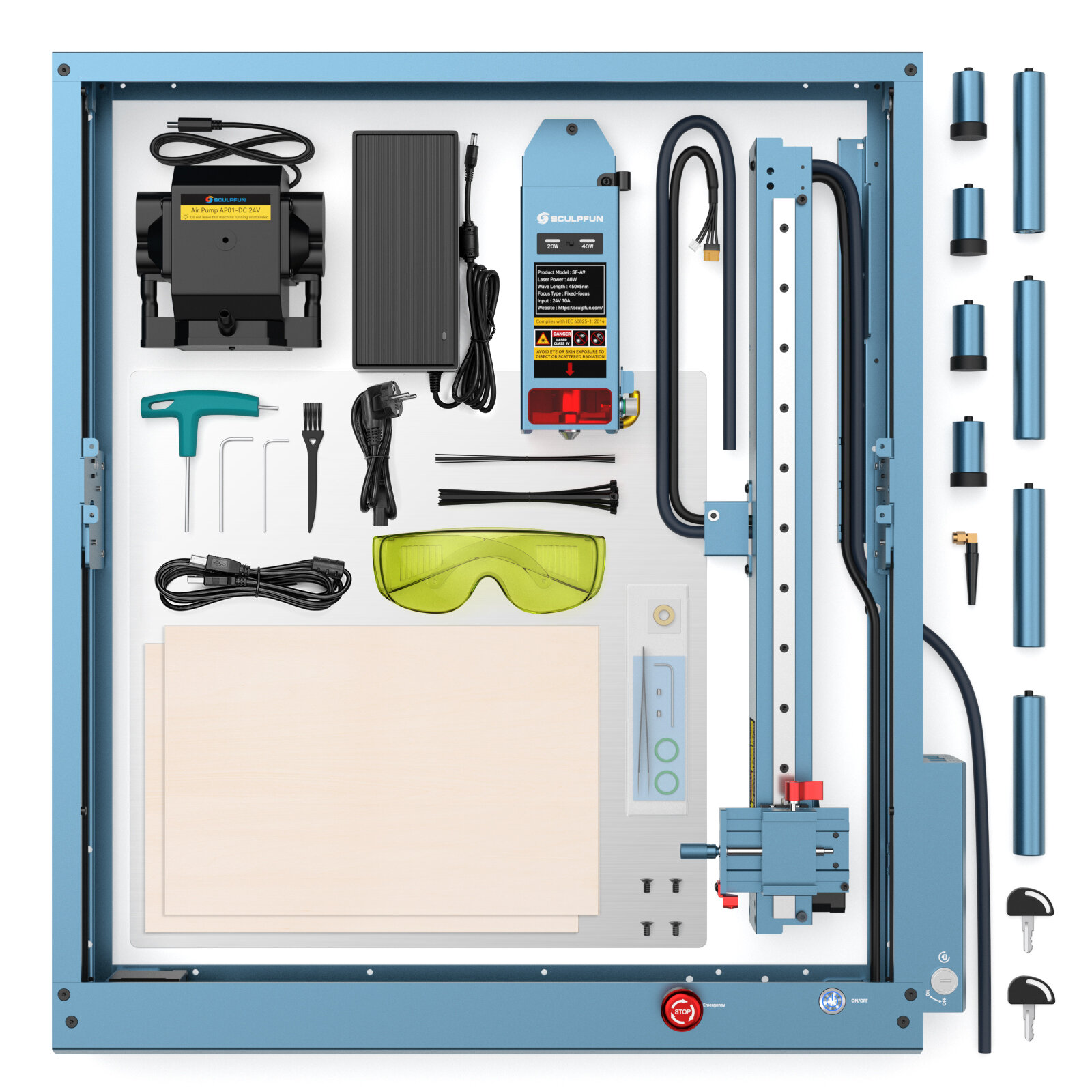 SCULPFUN SF-A9 40W Laser Engraver Cutting Machine With Precise Positioning Flame Temperature Alarm Function 400x400mm Working Ar