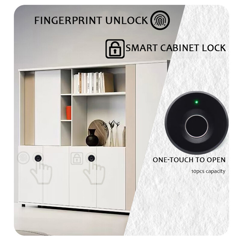 WAFU HF-M3 Tuya Smart Fingerprint Lock Drawer Lock Intelligent Electronic Furniture Locker Lock suitable for Thickness 14-21mm