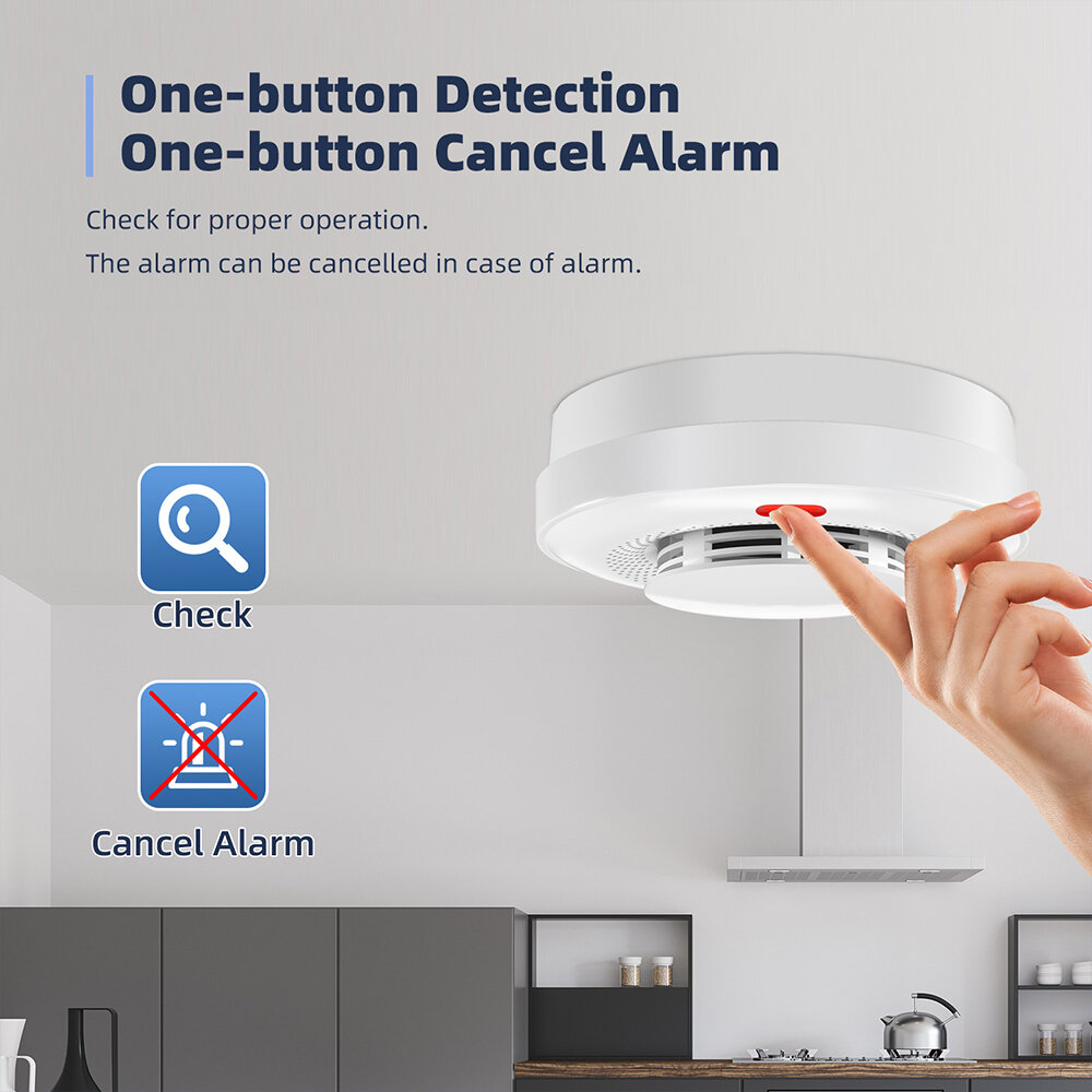 Tuya WiFi Smoke Detector Alarm Intelligent Wireless Home Fire Smoke Sensor Sound and Light APP Remote Control Fire Protection Al