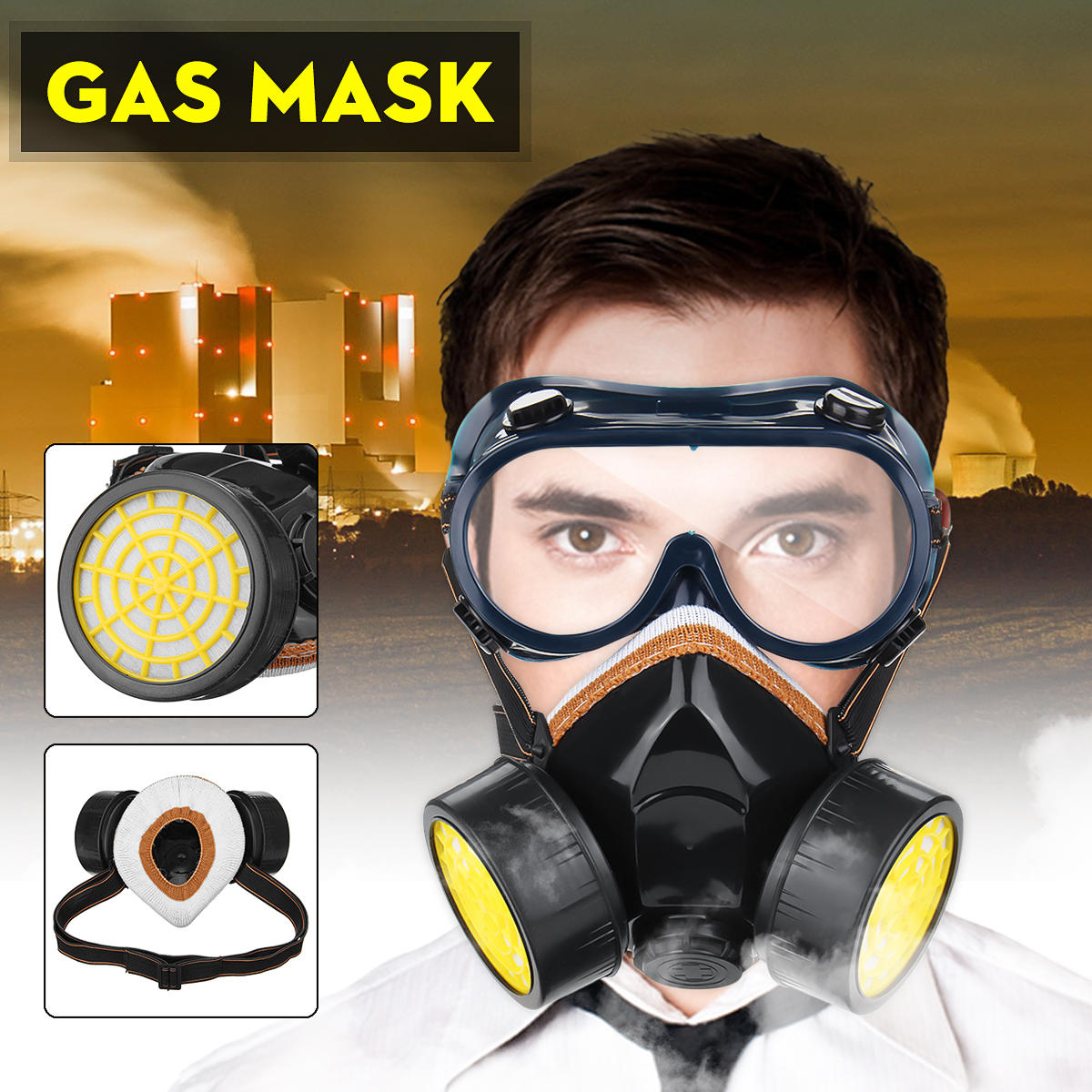 Gas Mask Protection Filter Chemical Respirator Safety Dust Mask Paint Spray Pesticide Anti Dust Respirator