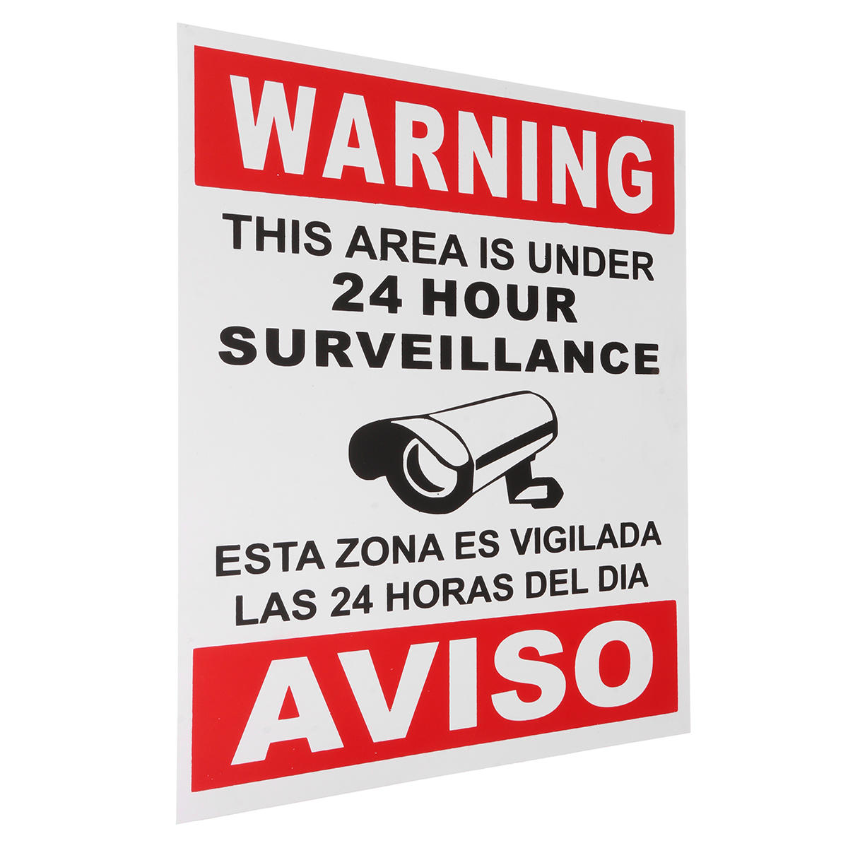 English Spanish Security Warning Sign Camera Sticker Warning This Area Is Under 24 Hour Surveillance