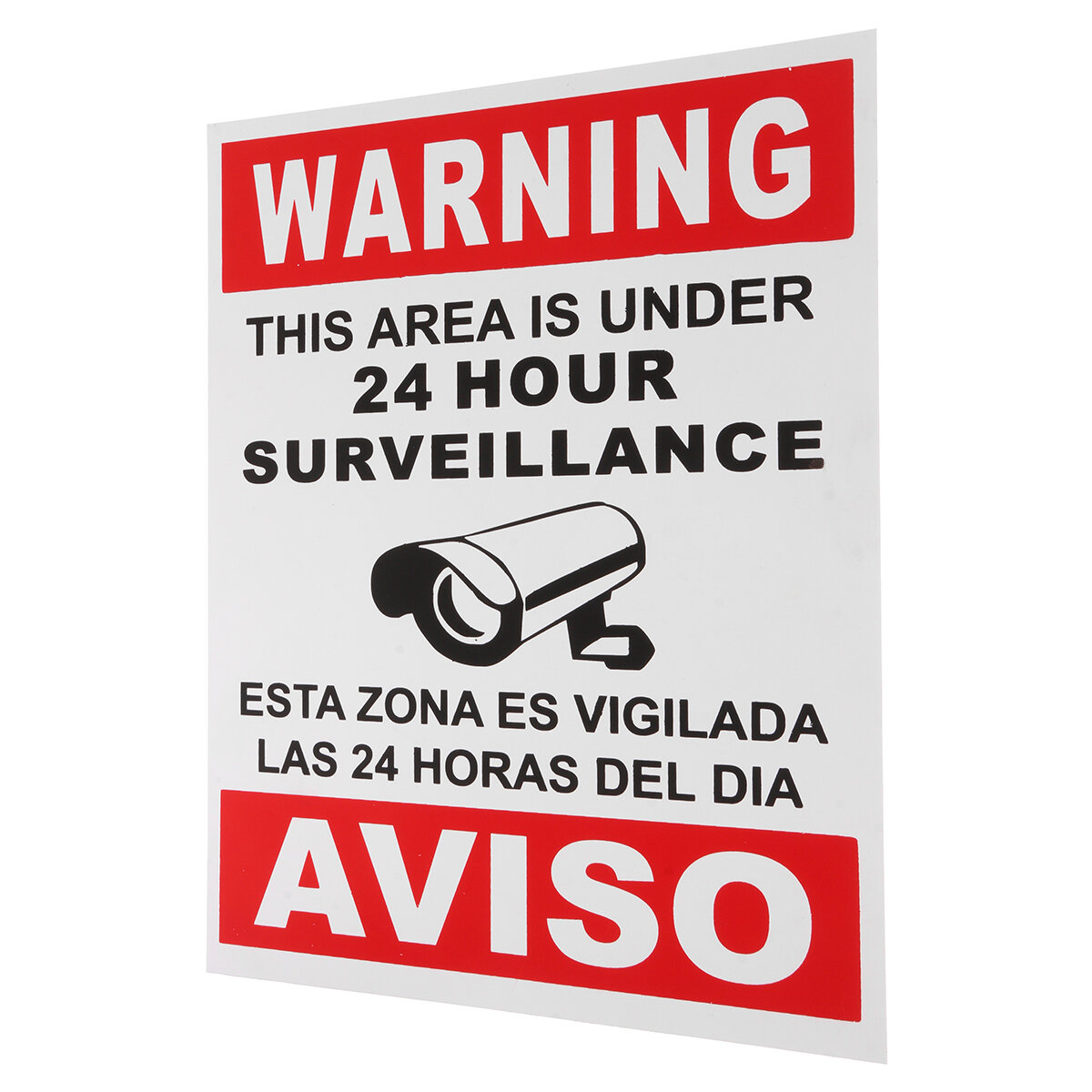 English Spanish Security Warning Sign Camera Sticker Warning This Area Is Under 24 Hour Surveillance