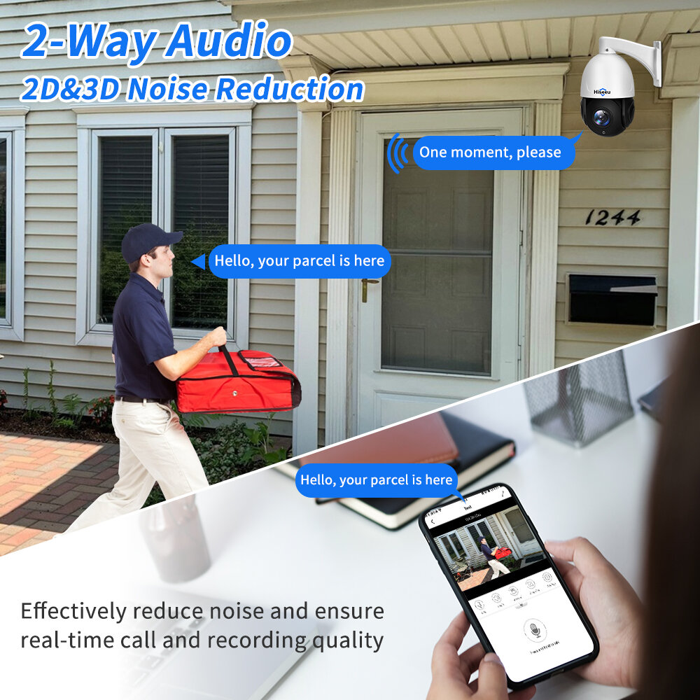 Hiseeu 5mp 30X Optical Zoom PTZ IP POE Security Surveillance Camera CCTV 2-Way Audio Record Outdoor Street Motion Detection Wate