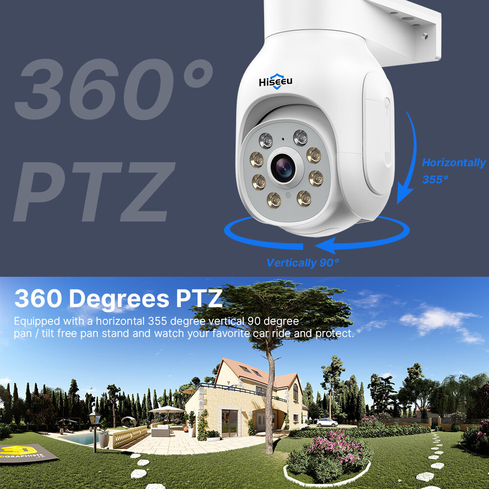 3MP Wireless WiFi CCTV Video Surveillance Camera System Outdoor Audio Street Security Protection IP Kit Hiseeu Motion Alarm