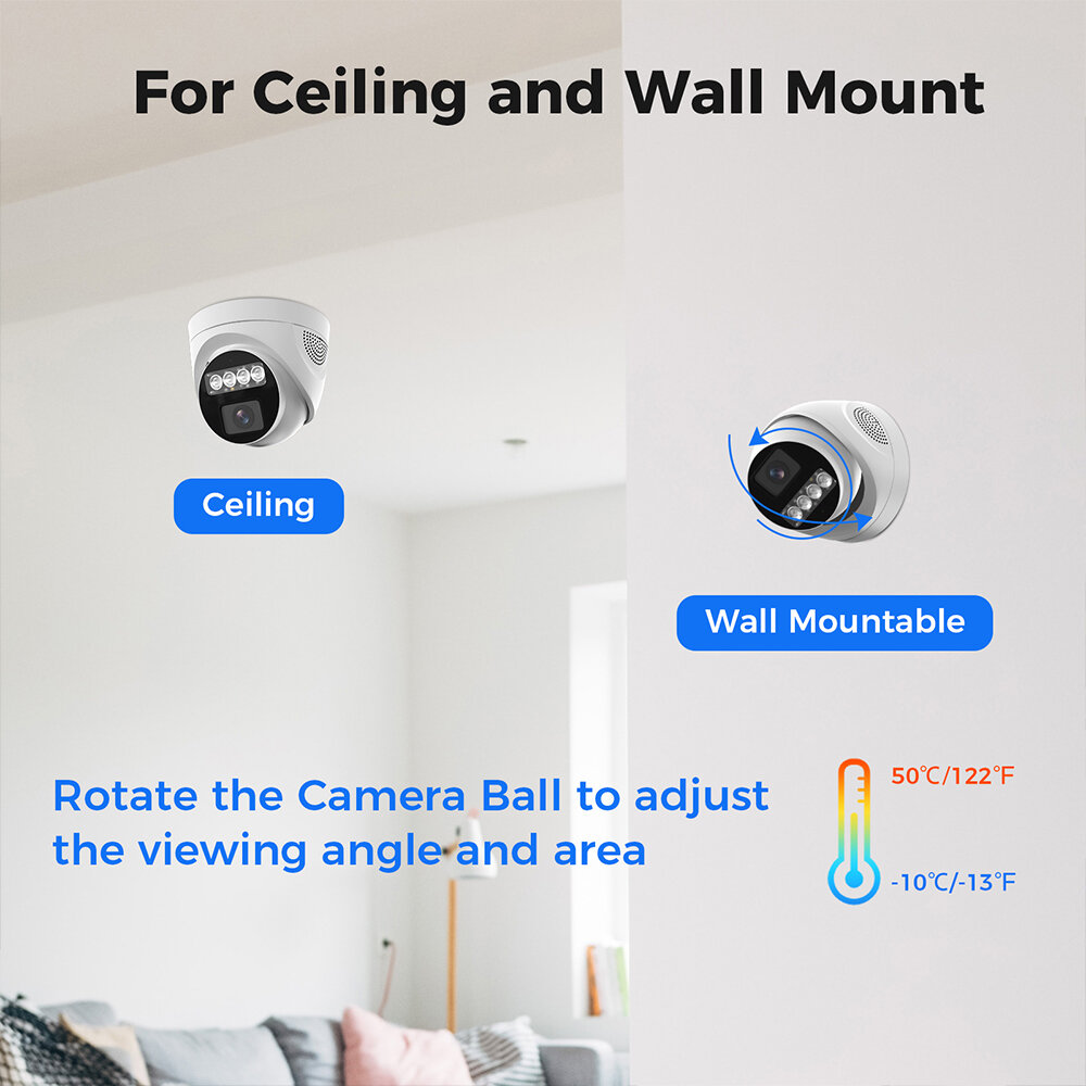 HISEEU AK-4AHC215 4CH 5MP Security Camera System Phone APP Remote Access 60ft Night Vision Motion Alarm for Home CCTV Surveillan