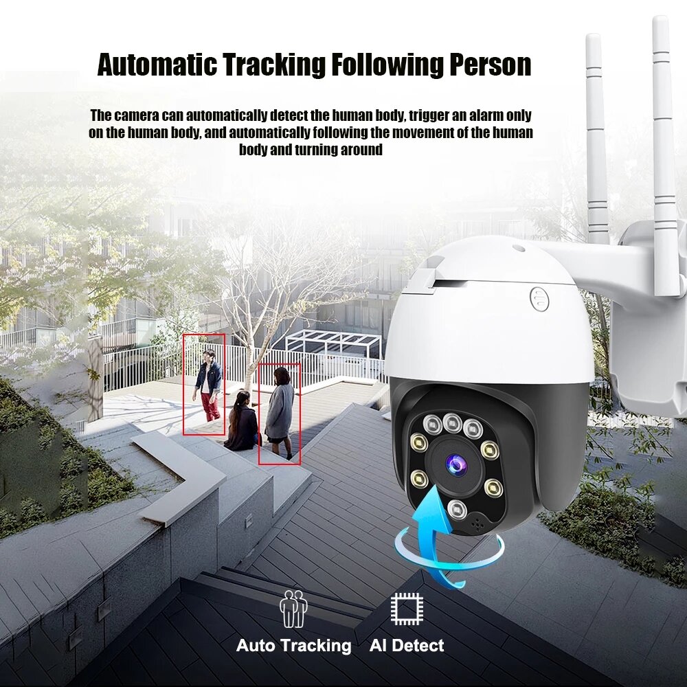 Newest SD05W 5MP HD 3.6mm 5x Zoom Focus PTZ IP Camera P2P IP66 Waterproof Human Detection Night vision Speed Dome H.265+ Outdoor