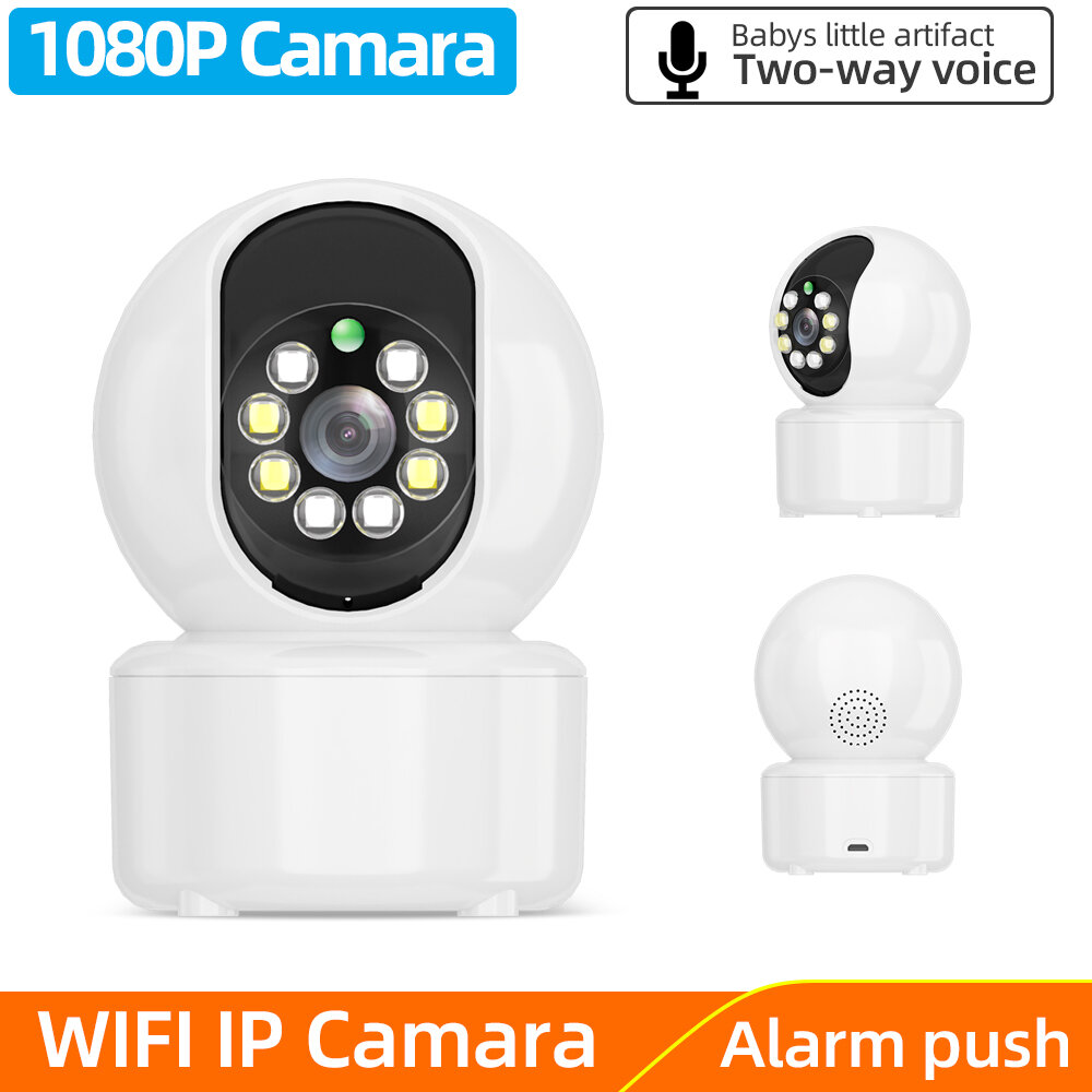 Guudgo 1080P 8 LED Indoor PTZ WIFI IP Camera Two Way Audio Wifi Camera Cloud Storage Waterproof Night Vision CCTV Video Dual Lig