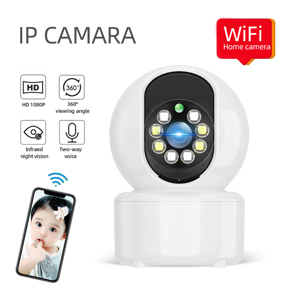 Guudgo 1080P 8 LED Indoor PTZ WIFI IP Camera Two Way Audio Wifi Camera Cloud Storage Waterproof Night Vision CCTV Video Dual Lig