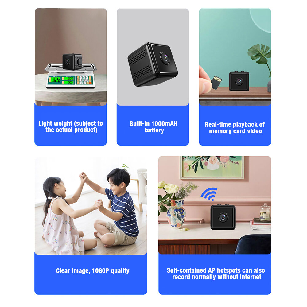 X6D 1080P Mini Wireless Camera Outdoor Phone Remote Monitoring Night Vision Motion Detection Cam APP Alarm Push AP Hotspot Suppo