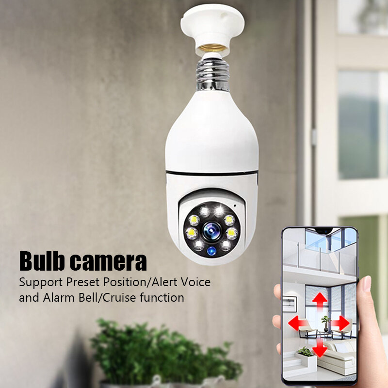 E27 Bulb WiFi Surveillance Camera Wireless Night Vision Auto Human Tracking Cam Home Panoramic Security Protection Monitor Camer