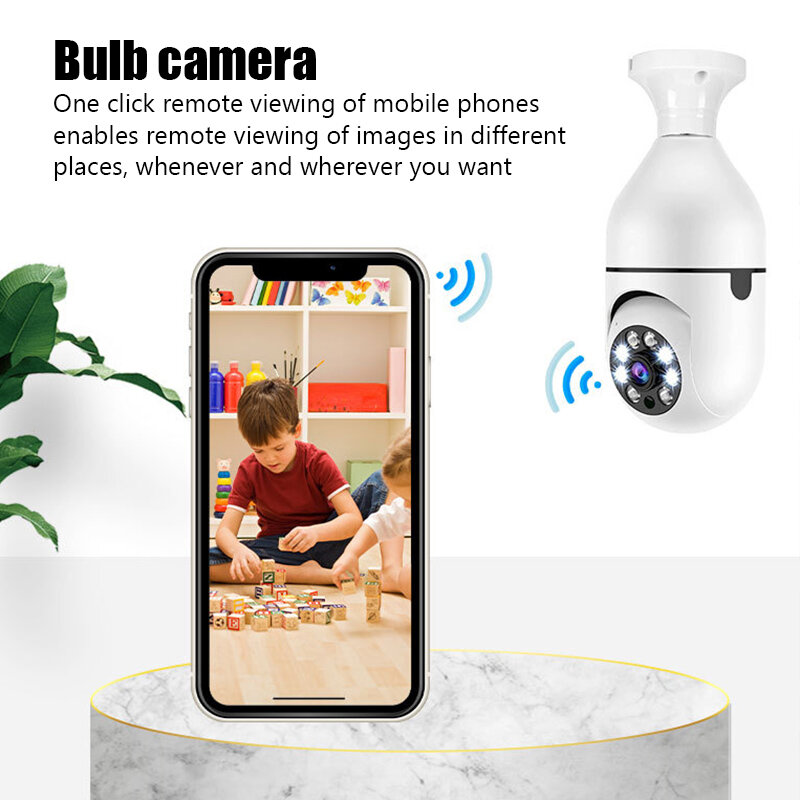 E27 Bulb WiFi Surveillance Camera Wireless Night Vision Auto Human Tracking Cam Home Panoramic Security Protection Monitor Camer