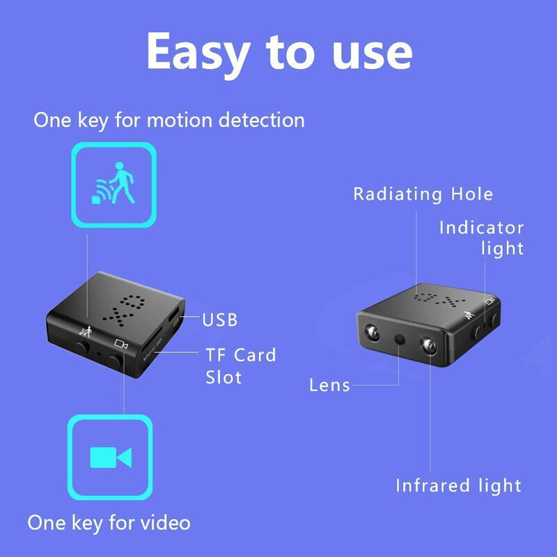 XD 1080P FHD Mini Cameras IR-cut Night Vision Security Protection Micro Cam Motion Detection Loop Video Mobile Monitoring Video