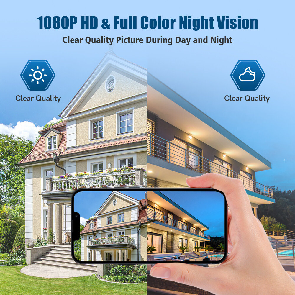 A18 2MP Wireless WiFi Monitoring Camera Full Color Night Vision Motion Detection Alarm Record Tuya Plug-in Security Camera EU Pl