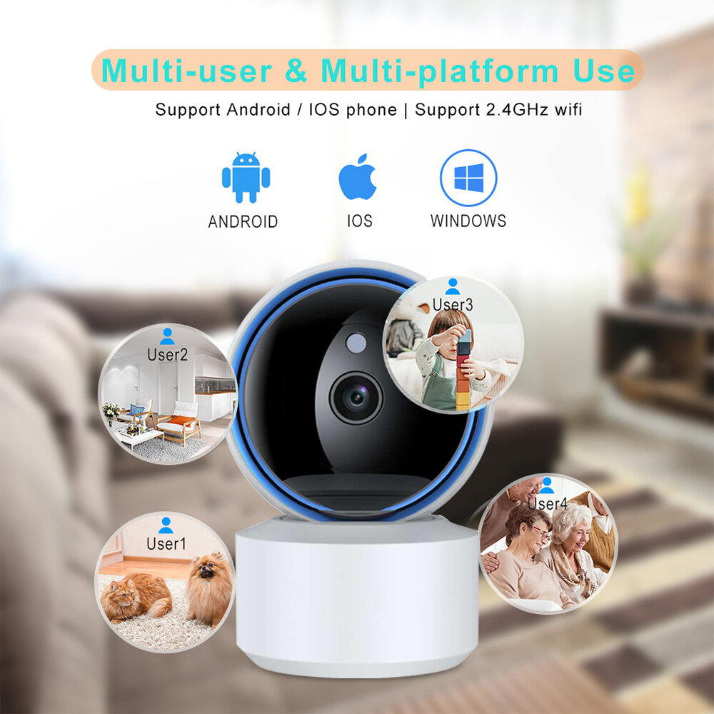 2MP Smart Tuya Security Camera Wireless PTZ IP Cam IR Night Vision Motion Detection Two-way Intercom Phone Remote Monitoring Ala