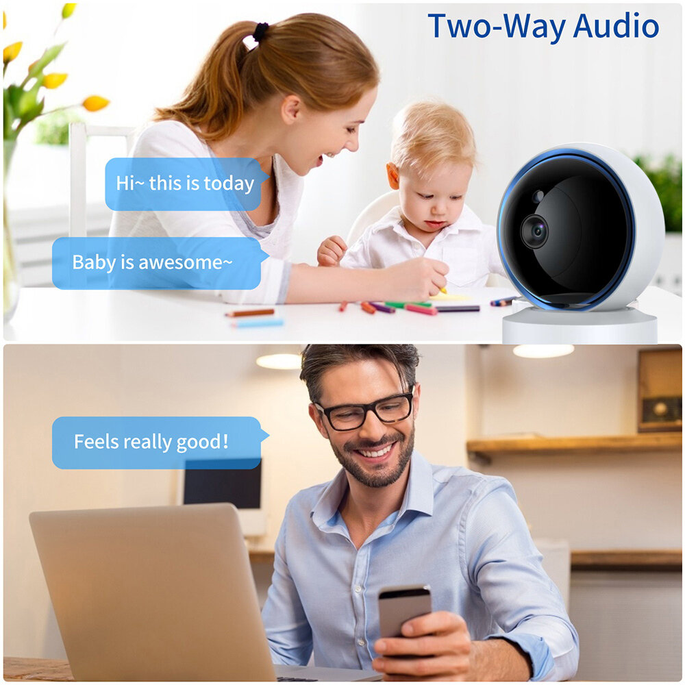 2MP Smart Tuya Security Camera Wireless PTZ IP Cam IR Night Vision Motion Detection Two-way Intercom Phone Remote Monitoring Ala