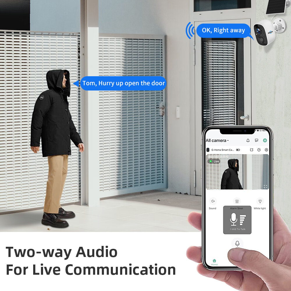 Hiseeu CG6 Outdoors WiFi Solar Camera 3MP Wireless Night Vision PIR Detection Phone Monitoring Two-way Intercom Waterproof Recha
