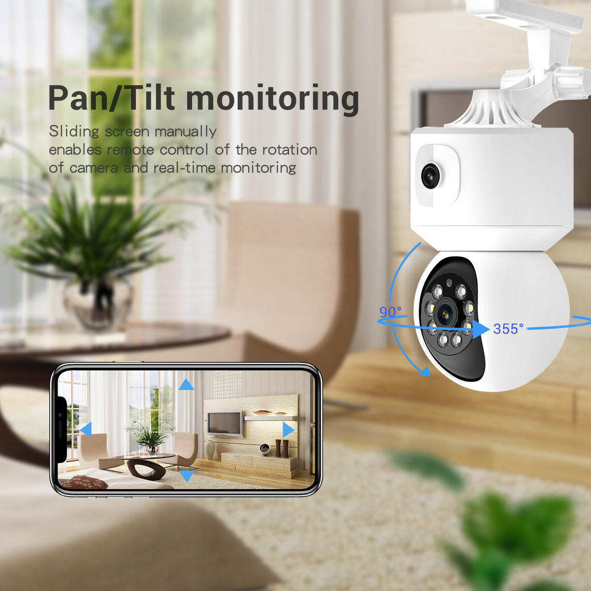 ESCAM QF010 2x2MP Two Lens Dual Perspectives Pan/Tilt Motion Detection Cloud Storage Waterproof WiFi IP Camera with Two Way Audi