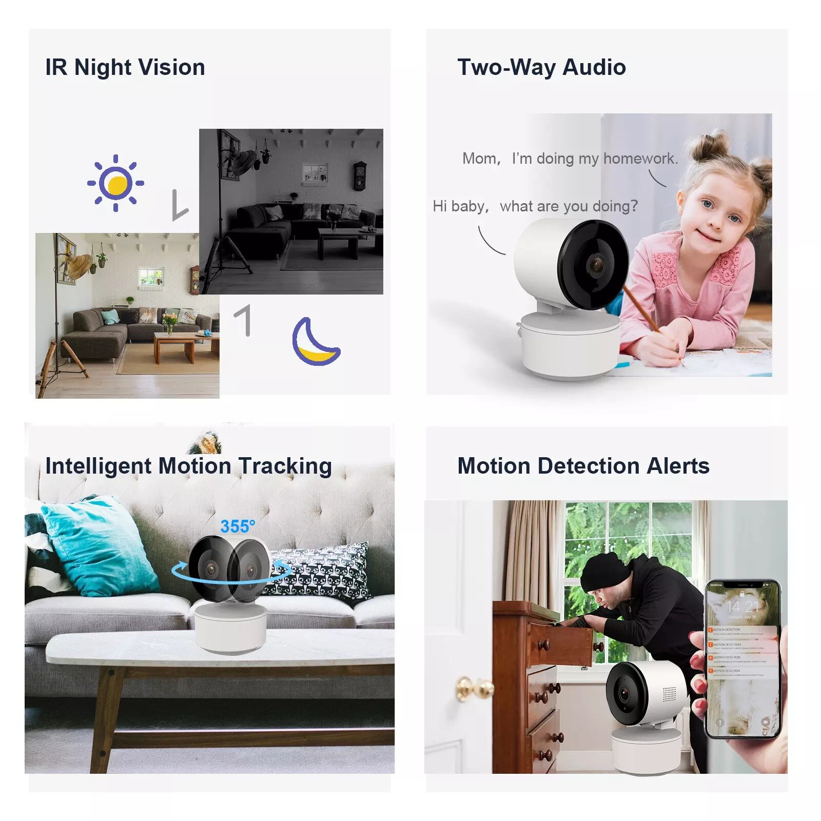 Tuya Wireless Smart Wifi Camera 1080P Indoor Motion Tracking 360 Degree Cloud Storage Baby Monitor Security Surveillance Camera