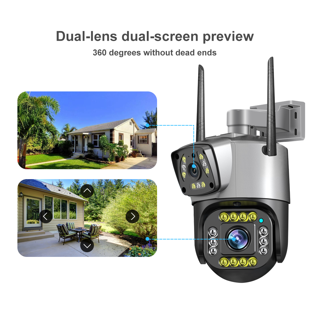 SC02-W 2MP+2MP Dual Lens WiFi PTZ Camera EU Plug 10X Zoom AI Human Detection Night Vision IP66 Outdoor Security IP Camera