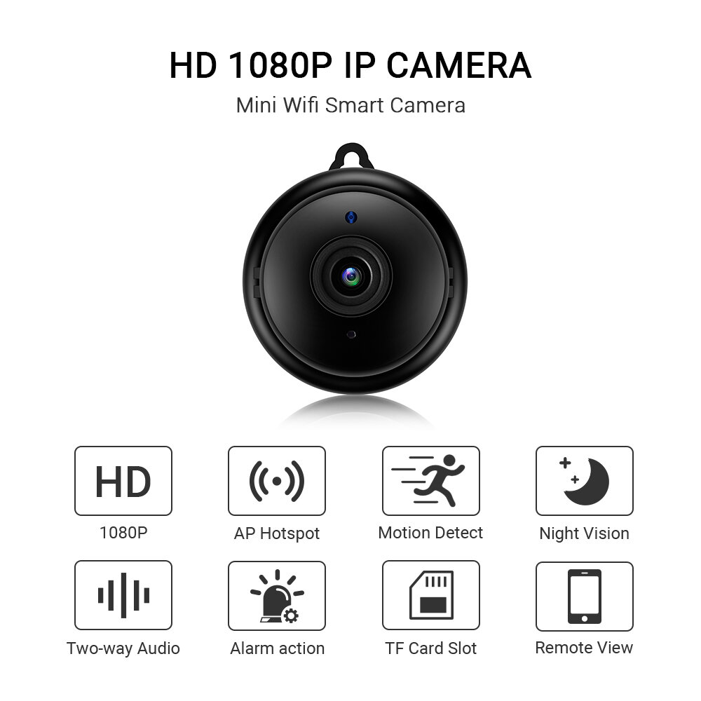 Escam V380 HD 1080P Mini Wifi IP Camera H.264 Baby Monitor Camera Night Vision Two Way Audio Motion Detection Wireless Indoor Ca