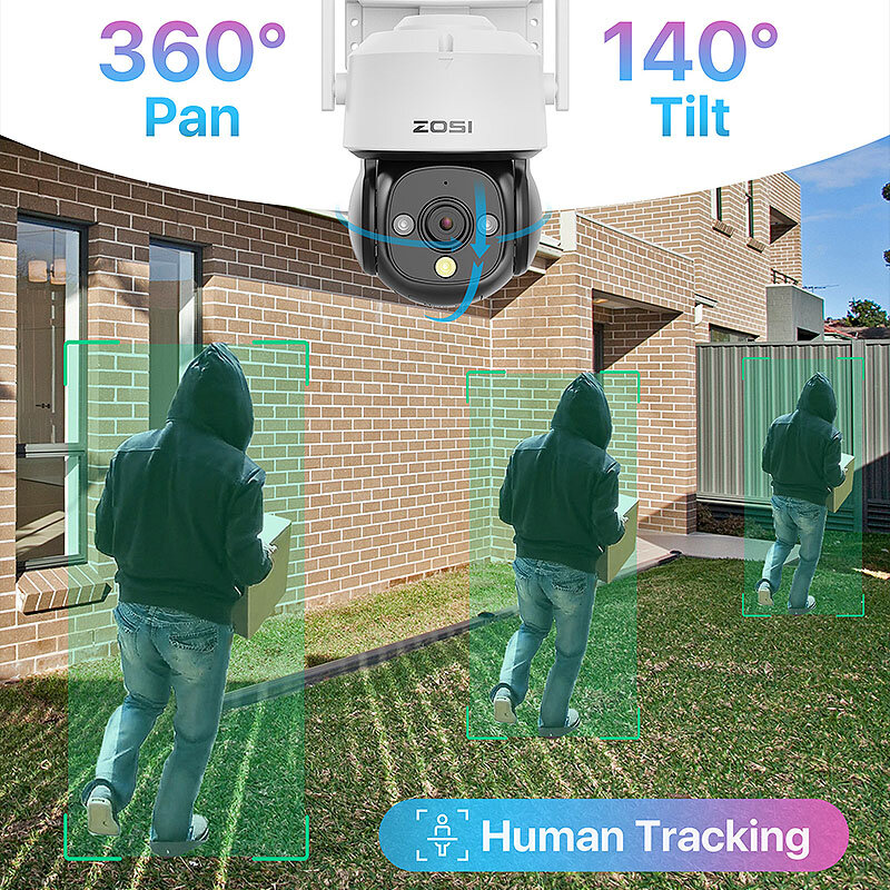 ZOSI C290 2.5K 4MP WiFi Security Camera Wireless PTZ IP Cam Night Vision AI Detection Auto Tracking Home Surveillance Cameras AP