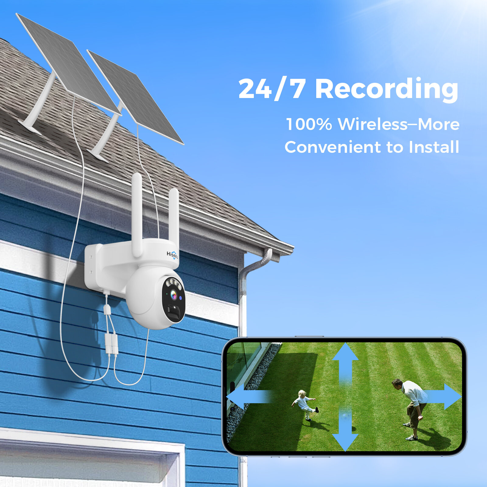 Hiseeu WTDK05-Q 4MP PTZ Solar Powerd Camera Wireless Night Vision PIR Humanoid Detection IP66 Waterproof WiFi Security IP Camera