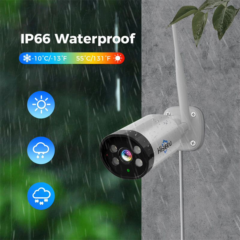 Hiseeu WK-4HBFO3 10CH NVR 3MP WiFi CCTV System Kit Color Night Vision Human Detection Two-way Audio IP66 Waterproof Wireless IP