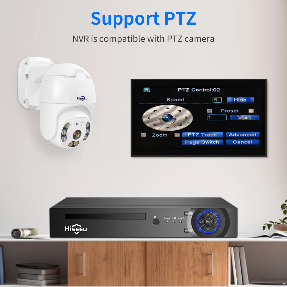 Hiseeu H5NVR-P-8 8CH POE NVR iP Security Surveillance Camera H.265+ CCTV System 8MP 4K Audio Video Recorder Face Detection Camer