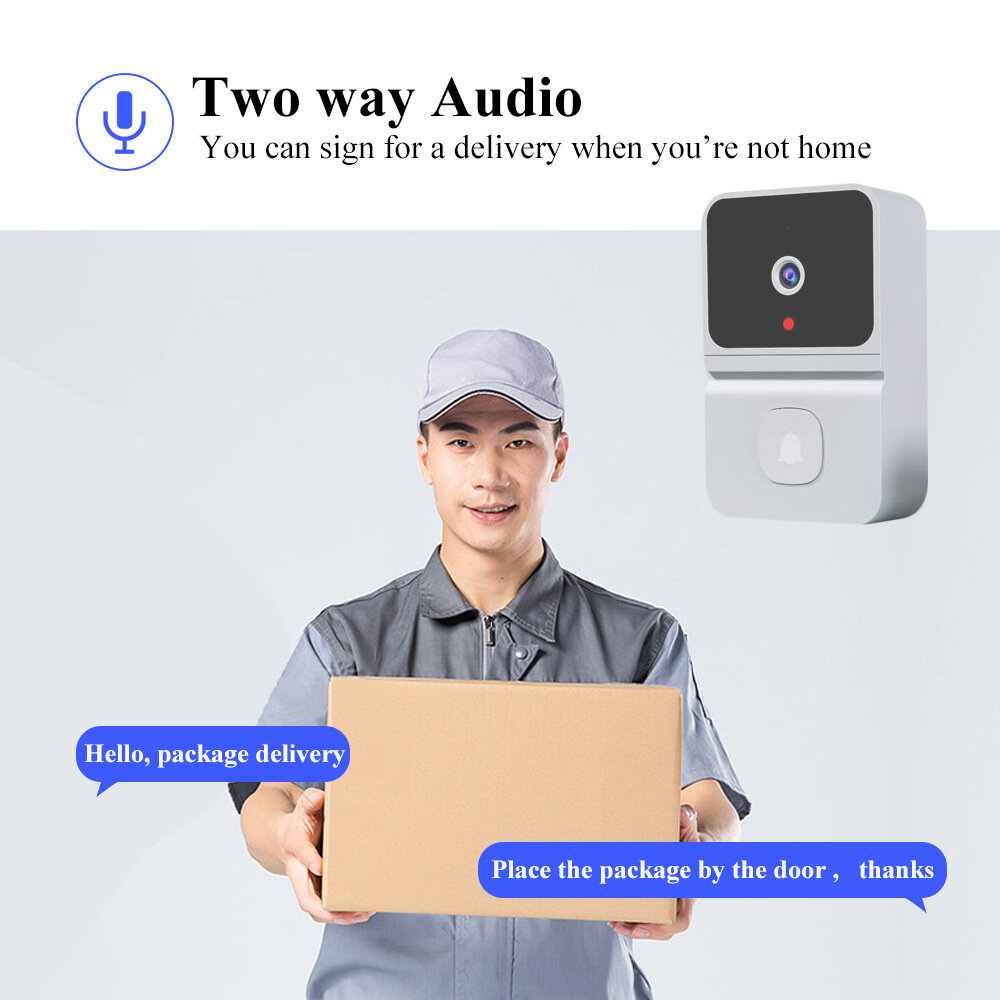 2.4G WiFi Video Doorbell Wireless HD Night Vision Remote Phone Monitoring Two-way Intercom Alarm Notification Push Motion Detect