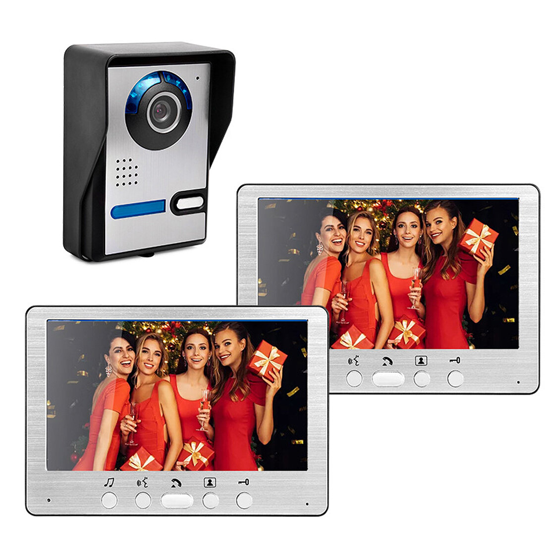 7inch Video Doorbell Camera with Monitor Hands-free Intercom IR Night Vision IP55 Waterproof Built-in 16 Chord Sounds Video Door