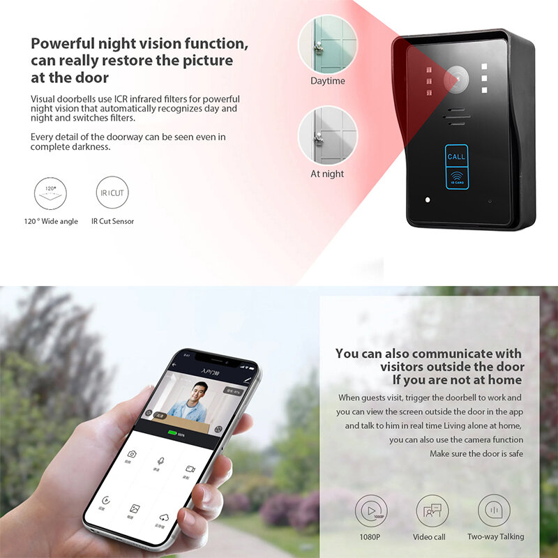 European Standard Tuya Smart WiFi Video Doorbell APP Wireless Remote Phone Call 1080P Camera Motion Detection Night Vision with