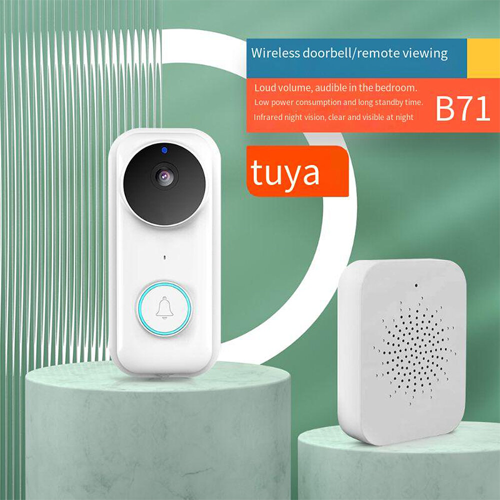 B71 Tuya Wireless Doorbell Intelligent IR Night Vision Intercom APP Remote Monitoring Video Shooting Home Security Door Bell