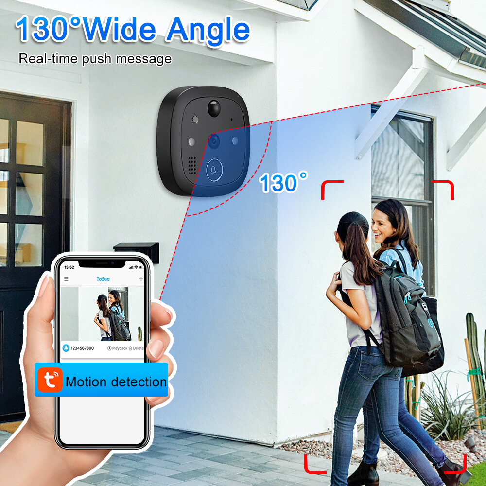 W2 Tuya Smart WiFi Door Viewer Wireless Video Doorbell with Remote Intercom APP Control Night Vision Smart Home Video Cat Eye Do