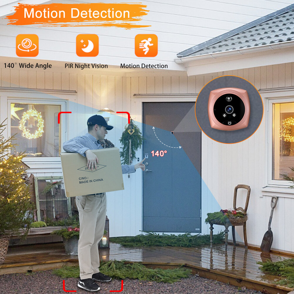 4.5 inch Peephole Video Doorbell Motion Detection Monitor PIR Night Vision Peephole Digital Doorbell Camera Video Cat Eye for Ho